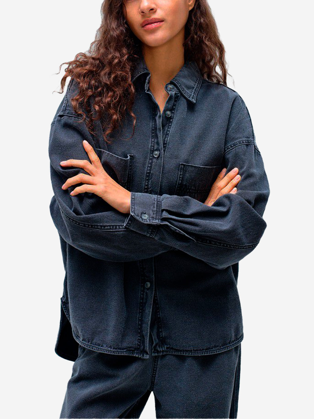 AMERICAN VINTAGE Camicia nera in denim con tasche Nero Urbanstaroma