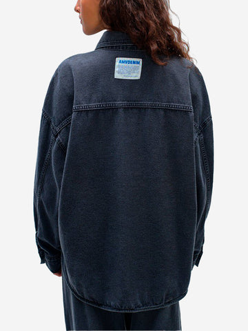 AMERICAN VINTAGE Camicia nera in denim con tasche Nero