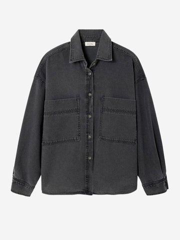 AMERICAN VINTAGE Camicia nera in denim con tasche Nero