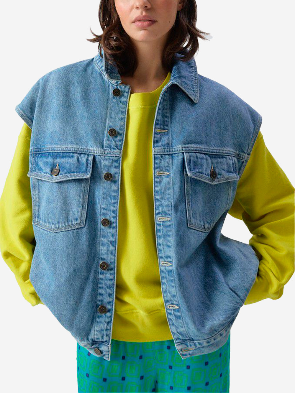 AMERICAN VINTAGE Giacca senza maniche in denim chiaro Denim Urbanstaroma