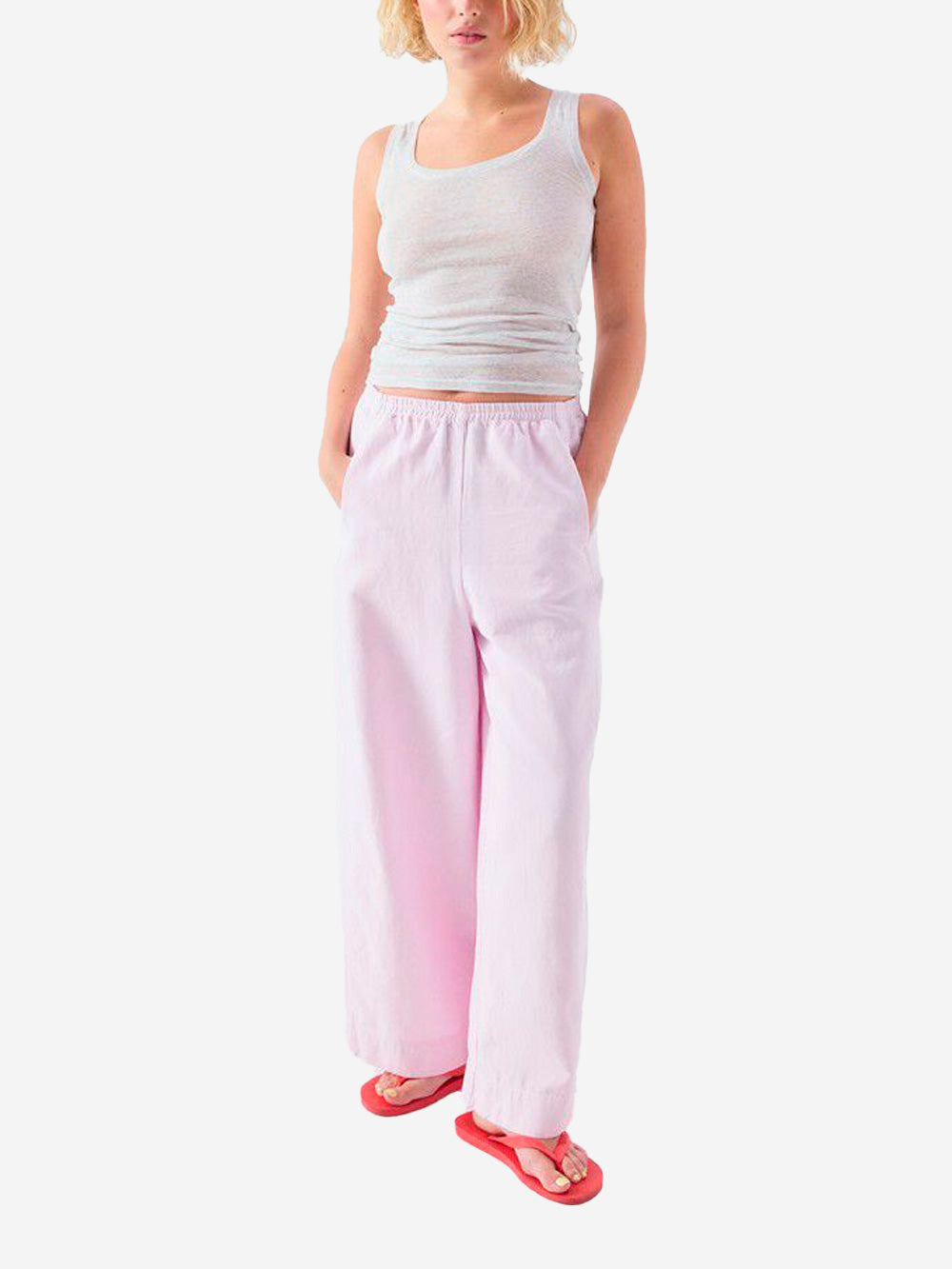 AMERICAN VINTAGE Pantaloni larghi in misto lino rosa Rosa Urbanstaroma