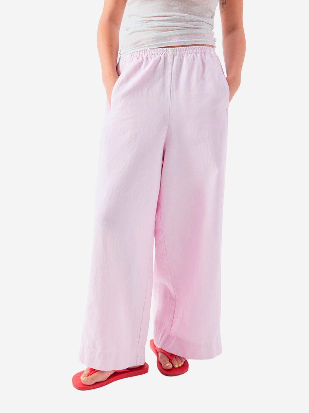 AMERICAN VINTAGE Pantaloni larghi in misto lino rosa Rosa Urbanstaroma