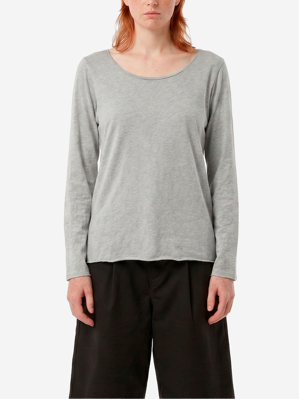 AMERICAN VINTAGE T-shirt grigia a manica lunga con scollo a barchetta Grigio Urbanstaroma