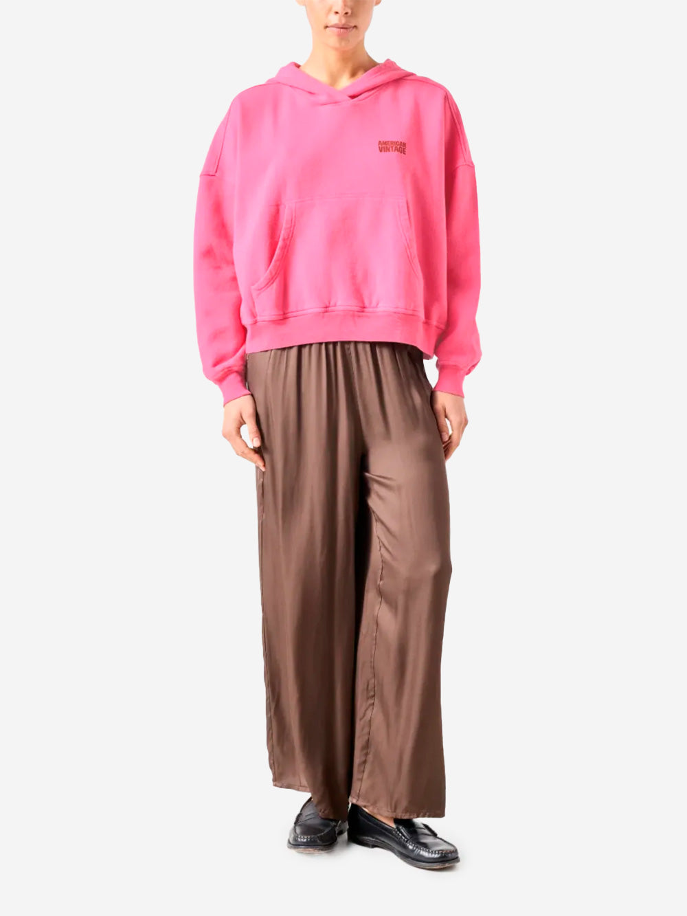 AMERICAN VINTAGE Felpa con cappuccio rosa ed effetto vintage Rosa Urbanstaroma