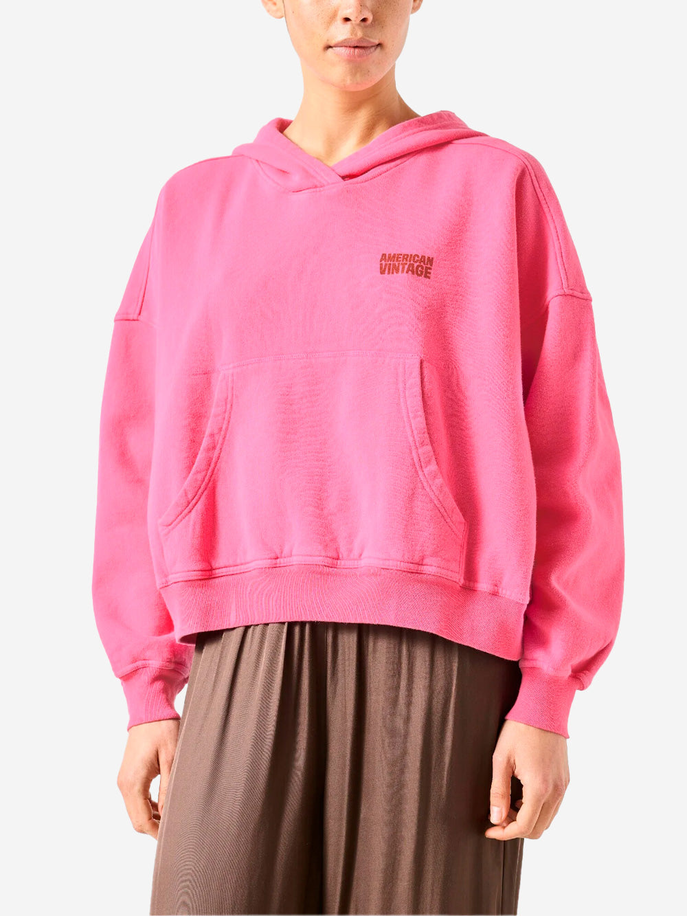 AMERICAN VINTAGE Felpa con cappuccio rosa ed effetto vintage Rosa Urbanstaroma