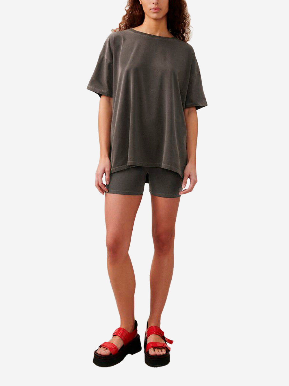 AMERICAN VINTAGE T-shirt oversize antracite con scollo a barchetta grigio Urbanstaroma
