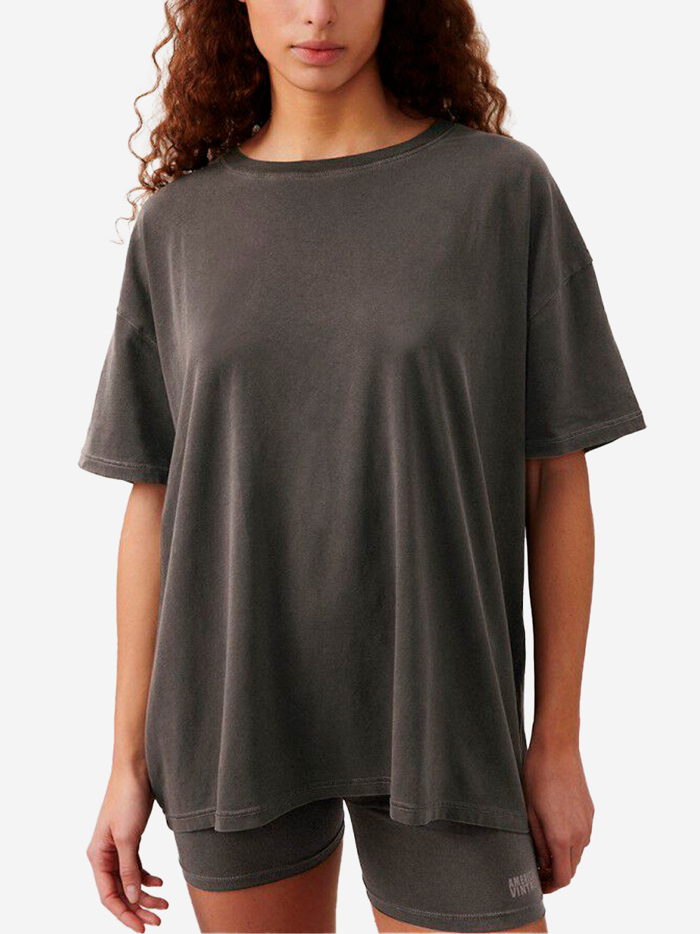 AMERICAN VINTAGE T-shirt oversize antracite con scollo a barchetta grigio Urbanstaroma