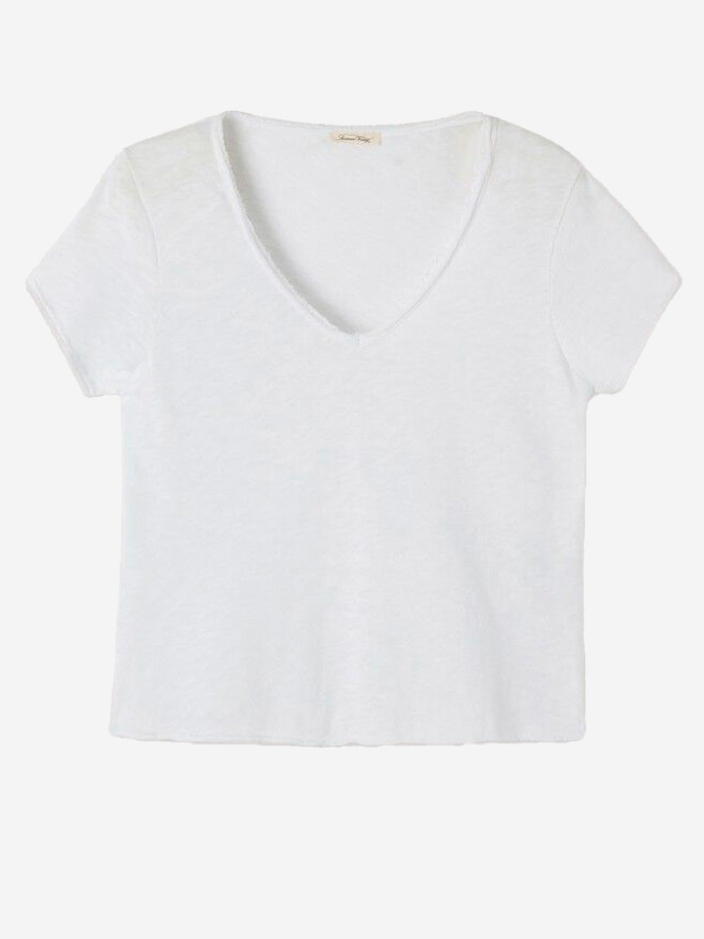 AMERICAN VINTAGE T-shirt dritta bianca con scollo a V in cotone fiammato Bianco Urbanstaroma