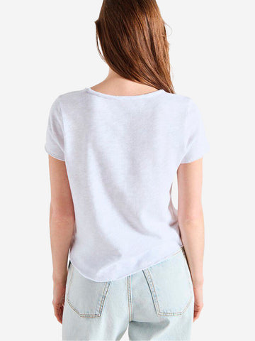 AMERICAN VINTAGE T-shirt dritta bianca con scollo a V in cotone fiammato Bianco
