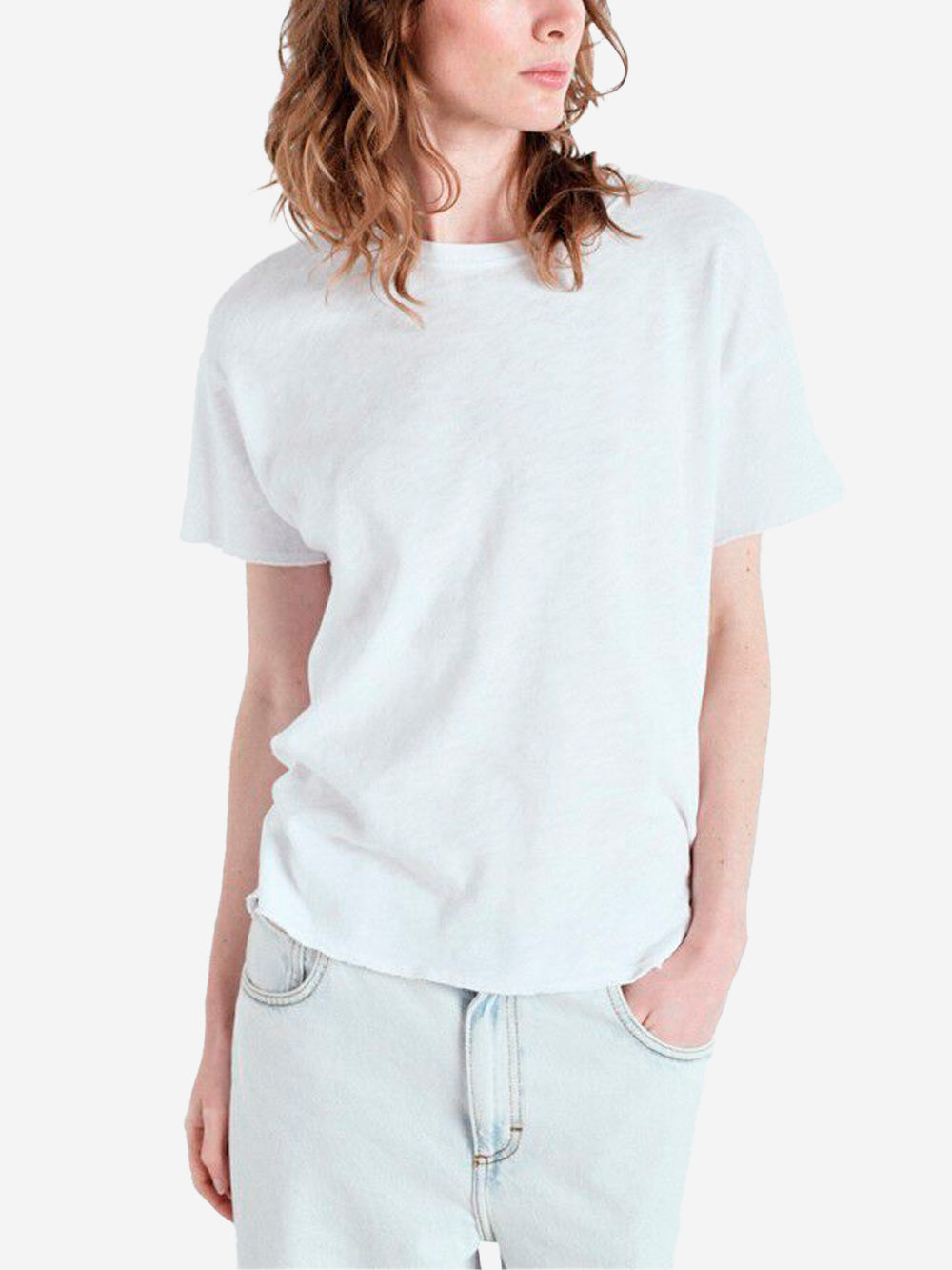 AMERICAN VINTAGE T-shirt girocollo bianca in cotone testurizzato Bianco Urbanstaroma