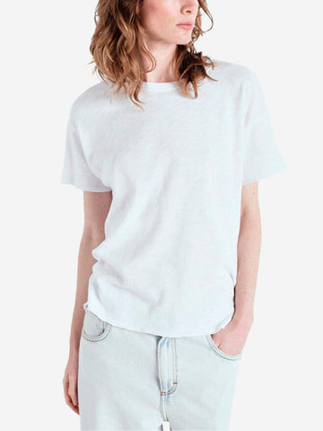 AMERICAN VINTAGE T-shirt girocollo bianca in cotone testurizzato Bianco