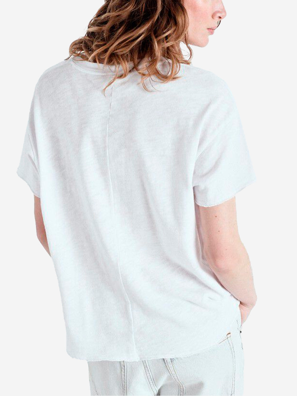 AMERICAN VINTAGE T-shirt girocollo bianca in cotone testurizzato Bianco Urbanstaroma