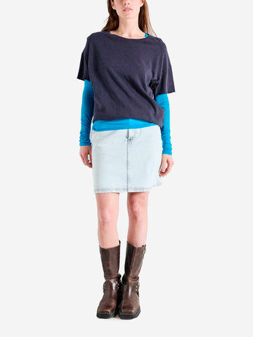 AMERICAN VINTAGE T-shirt girocollo blu in cotone testurizzato Blu