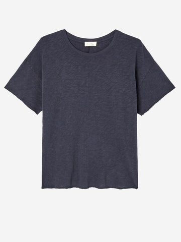AMERICAN VINTAGE T-shirt girocollo blu in cotone testurizzato Blu