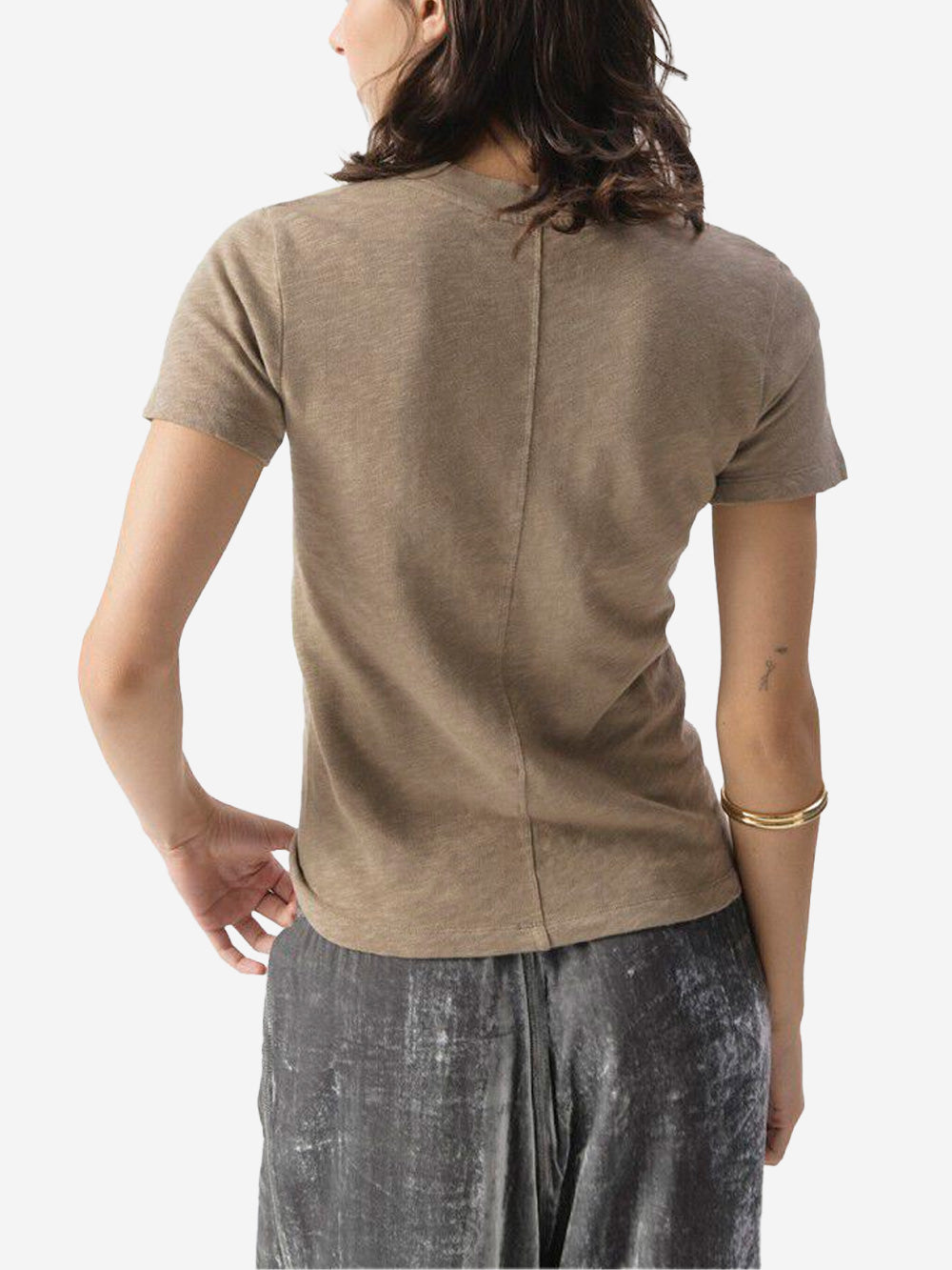AMERICAN VINTAGE T-shirt girocollo marrone chiaro in cotone testurizzato Tortora Urbanstaroma