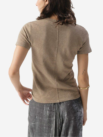 AMERICAN VINTAGE T-shirt girocollo marrone chiaro in cotone testurizzato Tortora