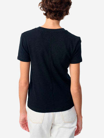 AMERICAN VINTAGE T-shirt girocollo nera in cotone testurizzato Nera