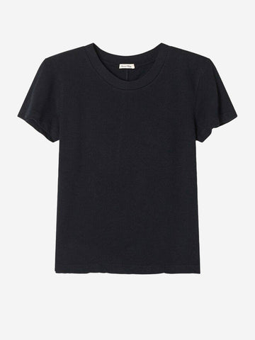 AMERICAN VINTAGE T-shirt girocollo nera in cotone testurizzato Nera