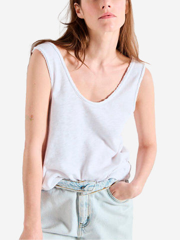 AMERICAN VINTAGE Canotta a trapezio bianca con scollo a u Bianco