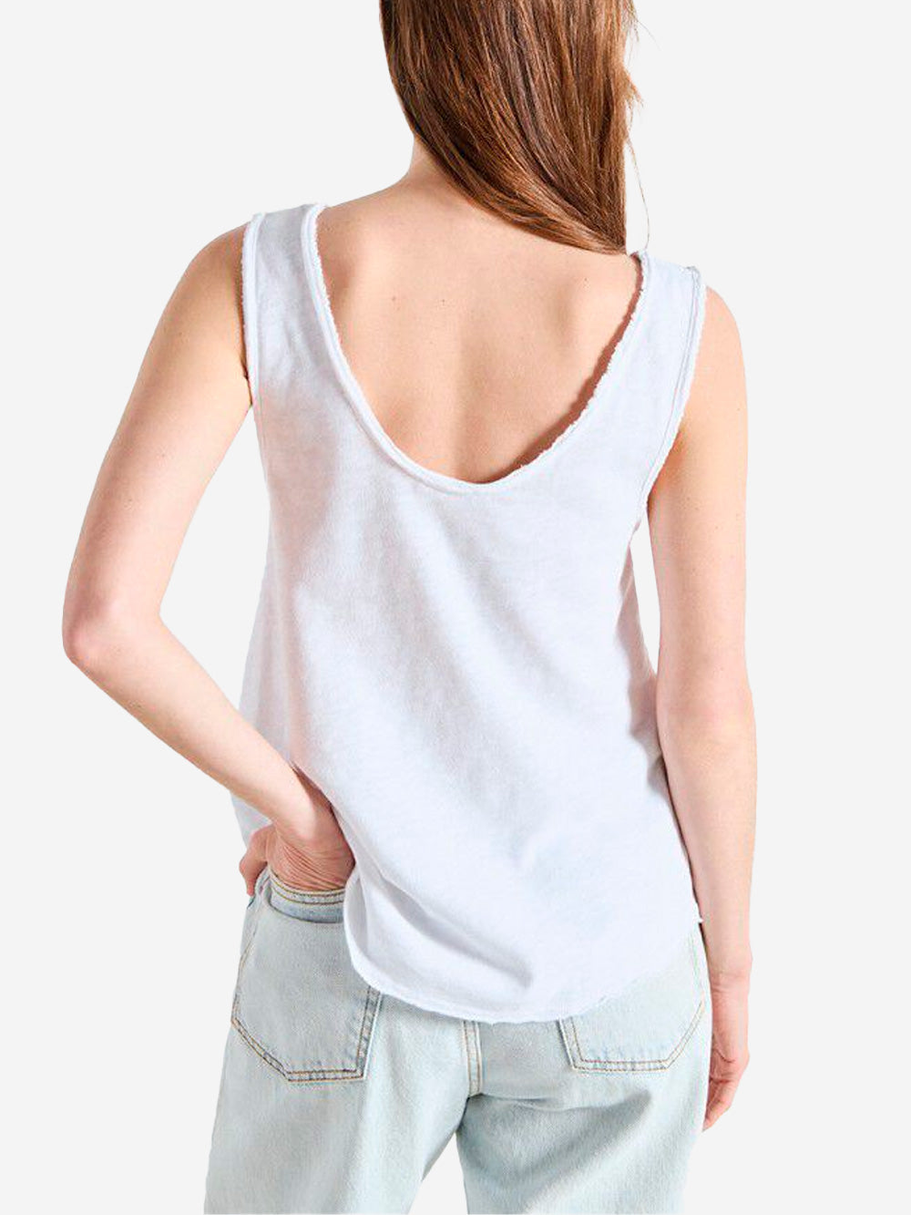 AMERICAN VINTAGE Canotta a trapezio bianca con scollo a u Bianco Urbanstaroma