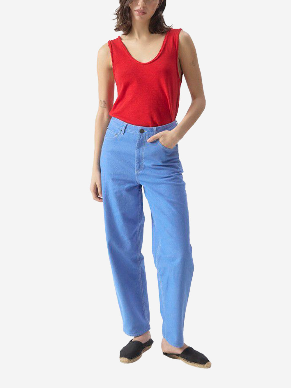 AMERICAN VINTAGE Canotta a trapezio rossa con scollo a u Rosso Urbanstaroma
