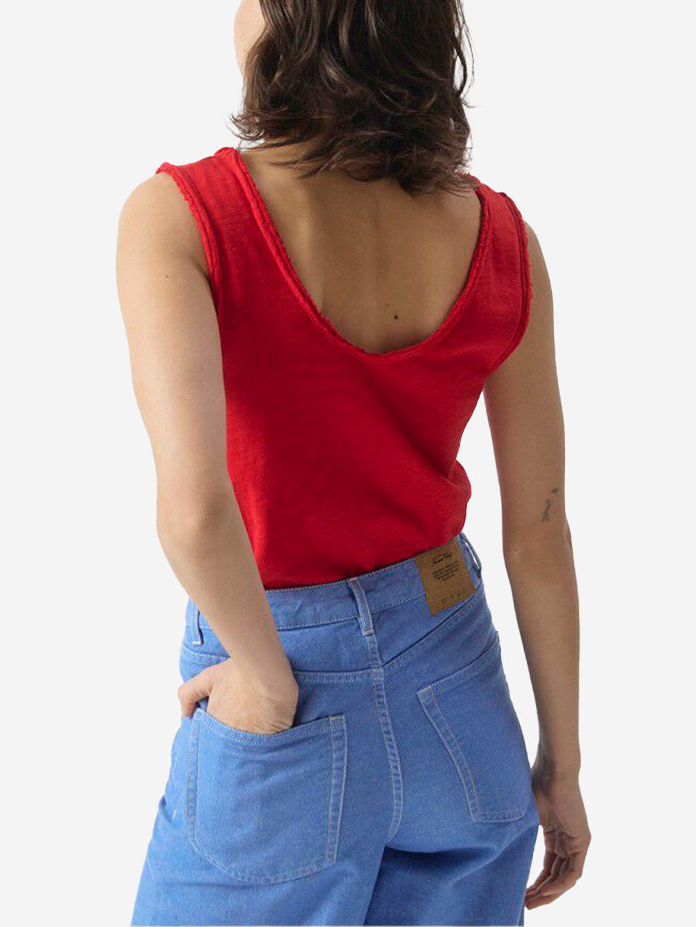 AMERICAN VINTAGE Canotta a trapezio rossa con scollo a u Rosso Urbanstaroma