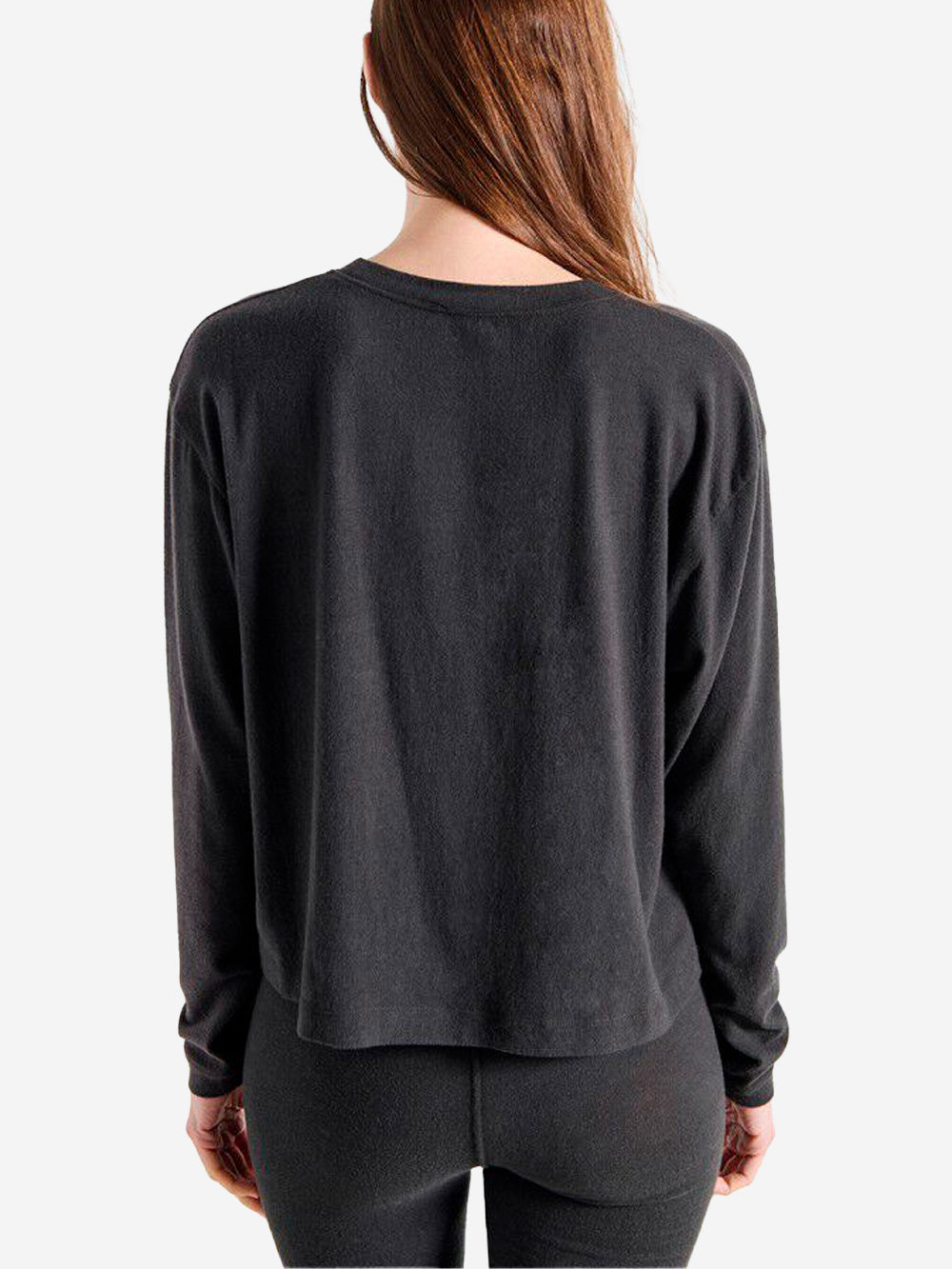 AMERICAN VINTAGE T-shirt a maniche lunghe nera in misto modal con scollo a barchetta Carbone Urbanstaroma