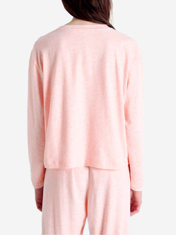 AMERICAN VINTAGE T-shirt a maniche lunghe rosa in misto modal con scollo a barchetta Rosa