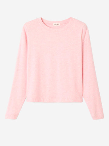 AMERICAN VINTAGE T-shirt a maniche lunghe rosa in misto modal con scollo a barchetta Rosa