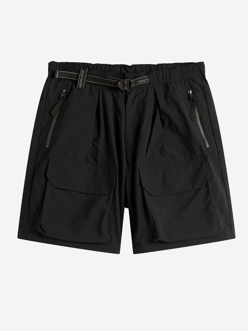 AND WANDER Shorts neri in twill tecnico con tasche utility Nero Urbanstaroma