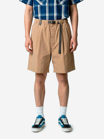 AND WANDER Shorts beige in tessuto tecnico pleated con cintura integrata Beige