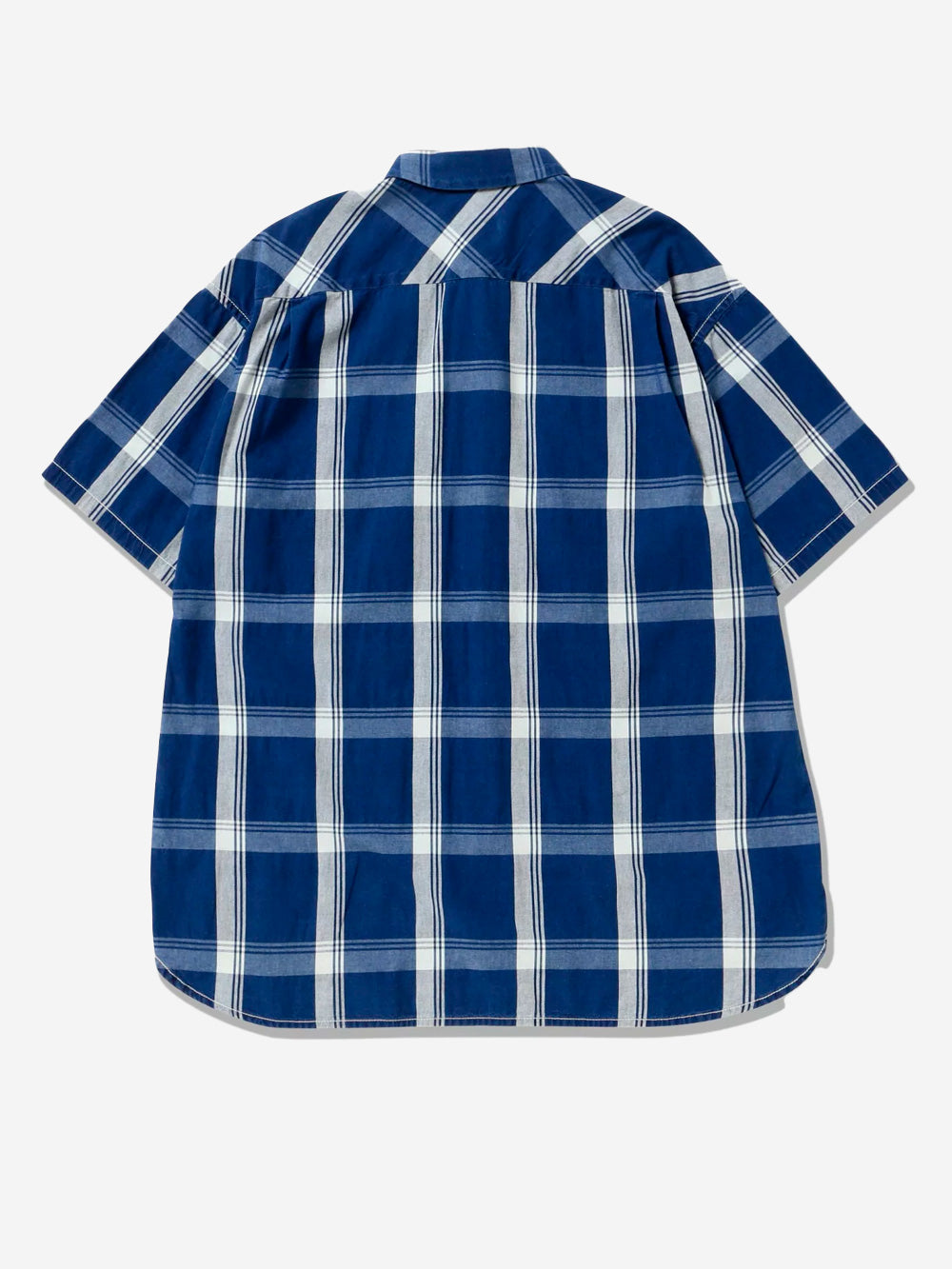 AND WANDER Camicia a manica corta con motivo a quadri indigo e tasche utility Blu Urbanstaroma