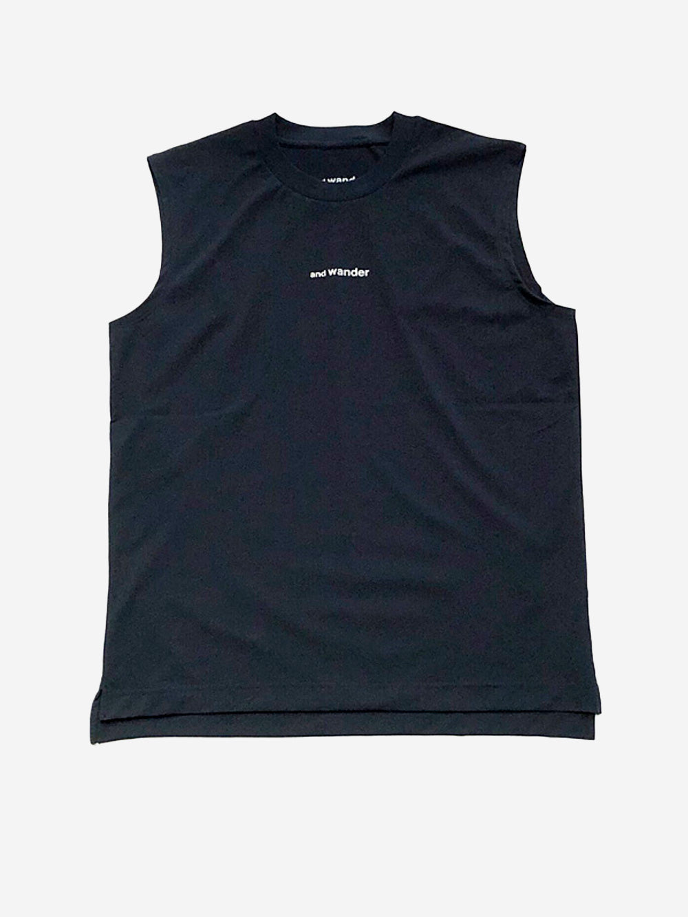 AND WANDER Canotta nera in dry mesh con logo Nero Urbanstaroma