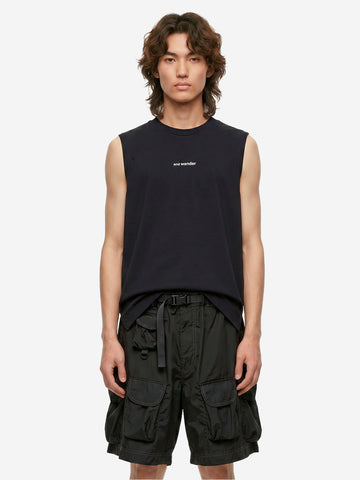 AND WANDER Canotta nera in dry mesh con logo Nero