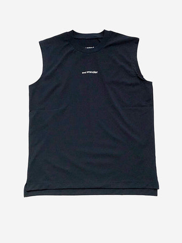 AND WANDER Canotta nera in dry mesh con logo Nero
