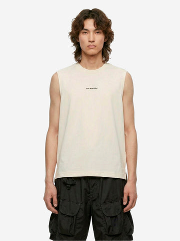 AND WANDER Canotta bianca in dry mesh con logo Bianco
