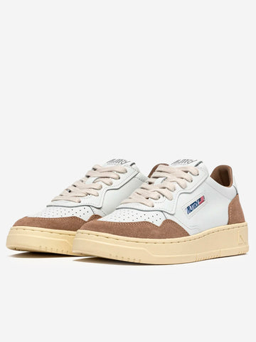 AUTRY M Medalist Low in pelle bianca e suede antilope Bianca marrone