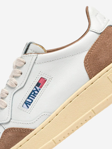 AUTRY M Medalist Low in pelle bianca e suede antilope Bianca marrone