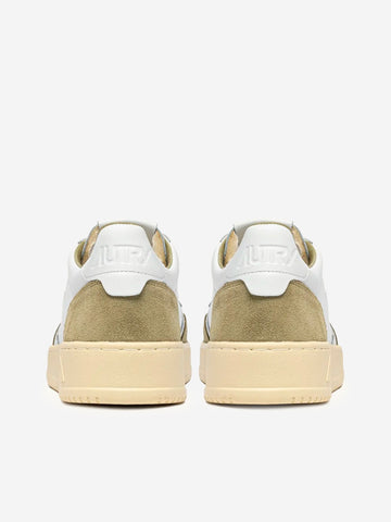 AUTRY M Medalist Low in pelle bianca e suede verde Bianco verde