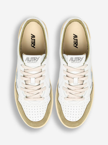 AUTRY M Medalist Low in pelle bianca e suede verde Bianco verde