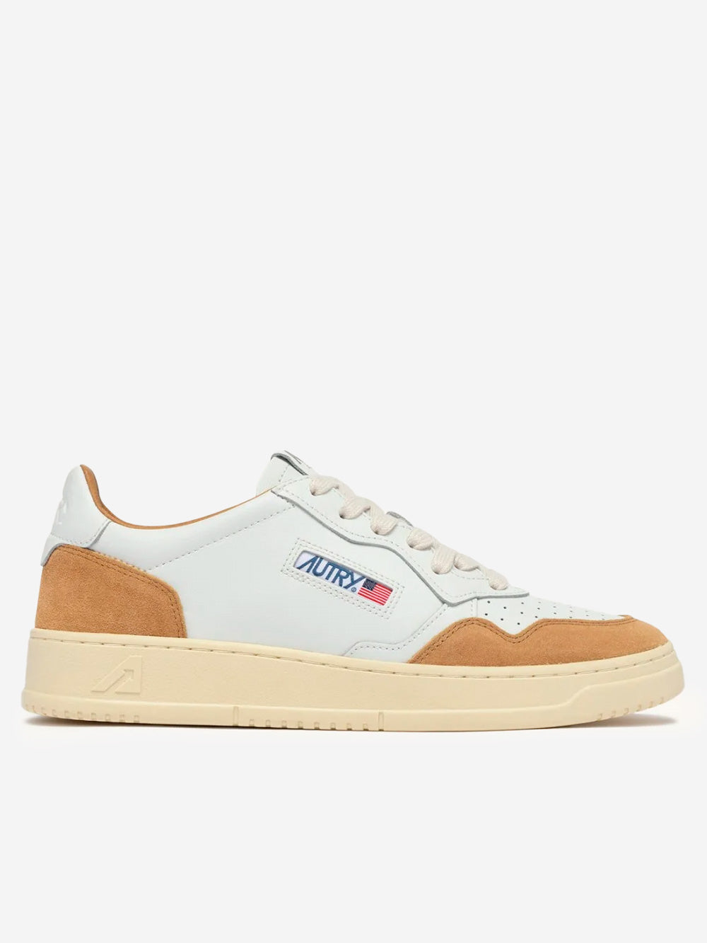 AUTRY M Medalist Low in pelle bianca e suede rame Bianco marrone Urbanstaroma