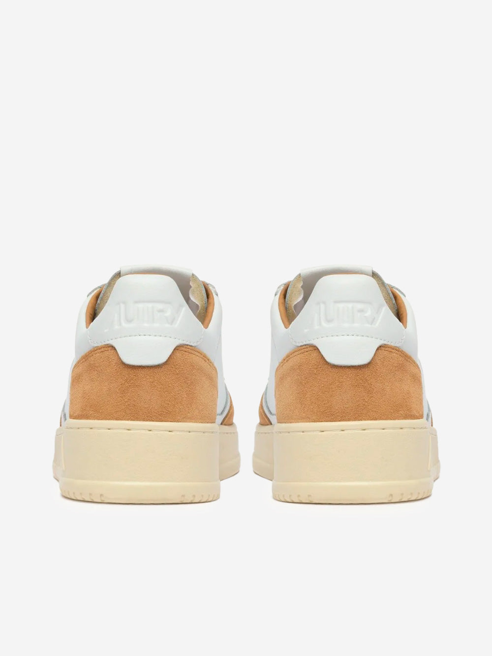 AUTRY M Medalist Low in pelle bianca e suede rame Bianco marrone Urbanstaroma
