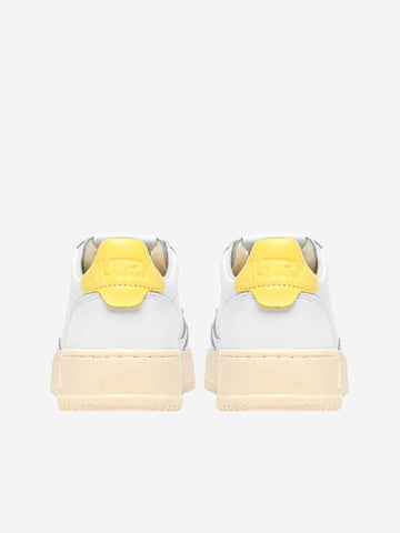 AUTRY M Medalist Low in pelle bianca con giallo Bianco giallo