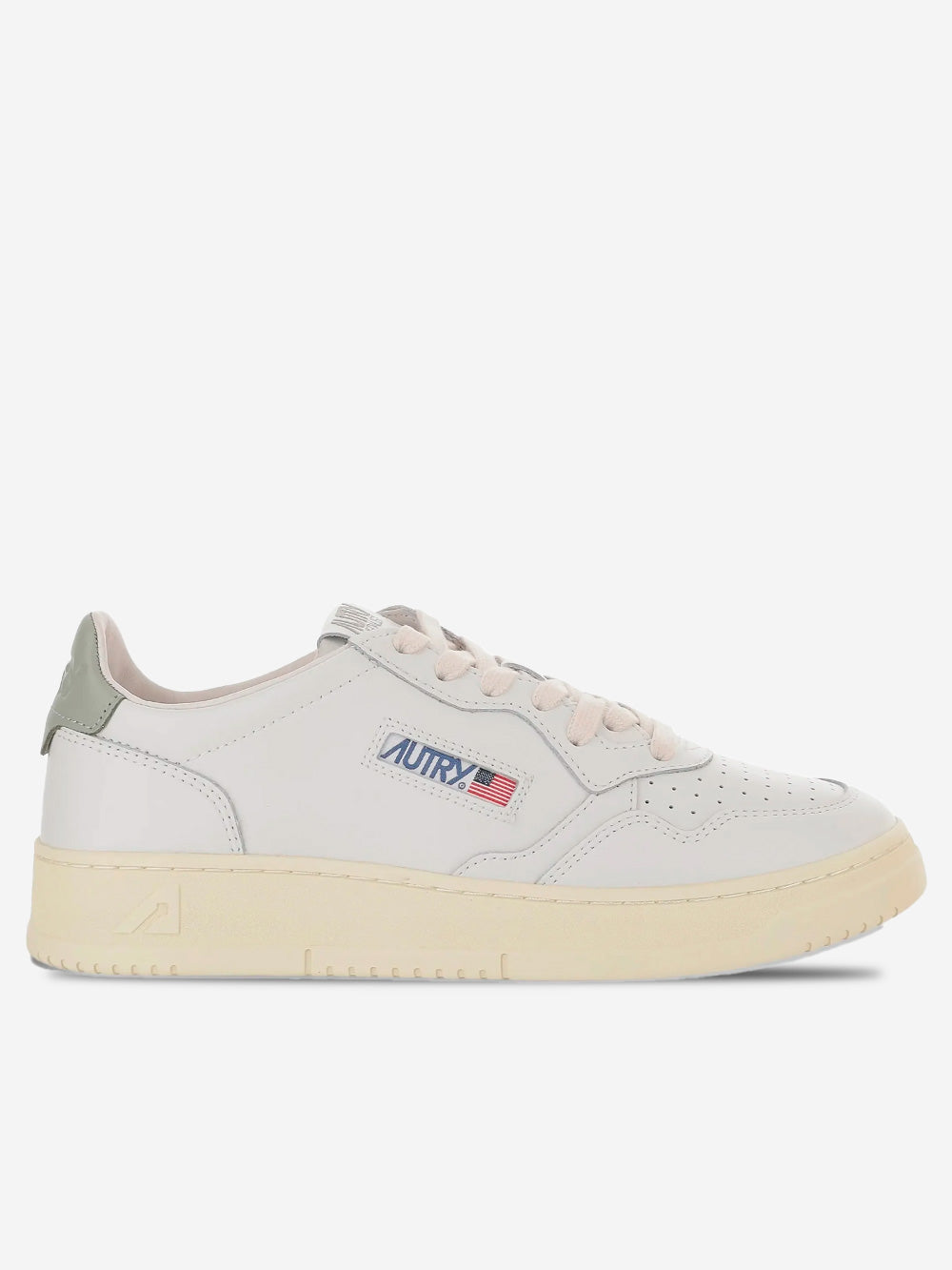 AUTRY Medalist Low in pelle bianca con verde salvia Bianco verde Urbanstaroma
