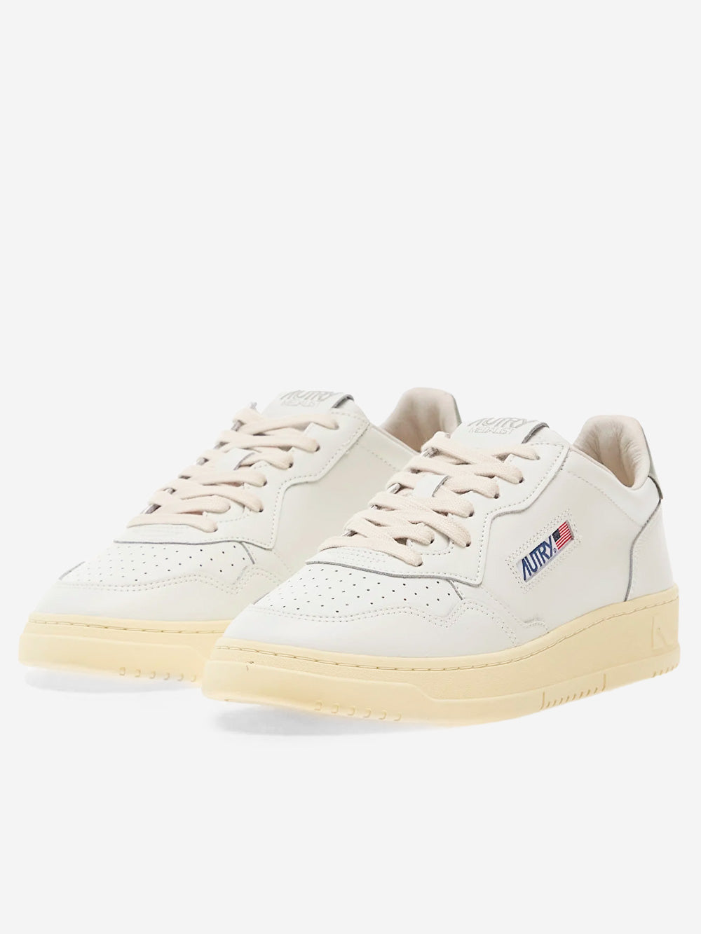 AUTRY Medalist Low in pelle bianca con verde salvia Bianco verde Urbanstaroma