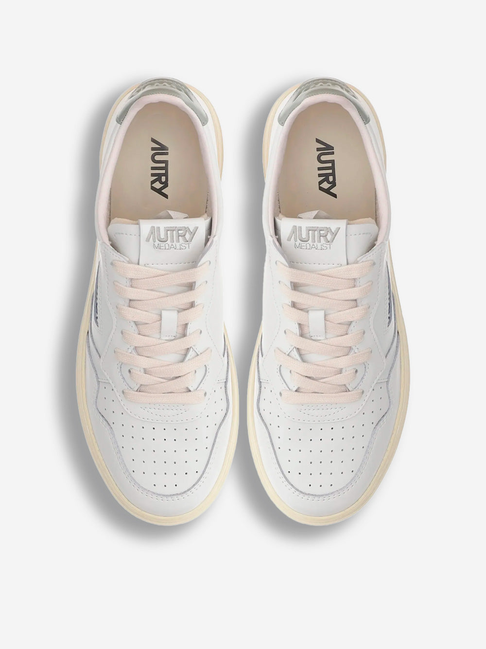 AUTRY Medalist Low in pelle bianca con verde salvia Bianco verde Urbanstaroma