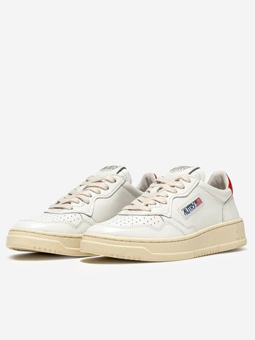 AUTRY Medalist Low in pelle bianca e rossa Bianco