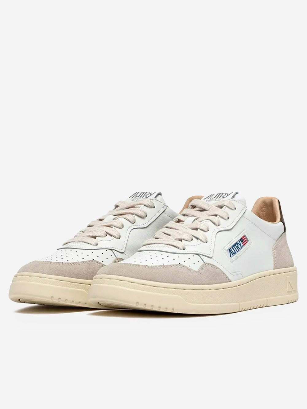 AUTRY M Medalist Low in suede e pelle bianca con marrone Bianco Urbanstaroma