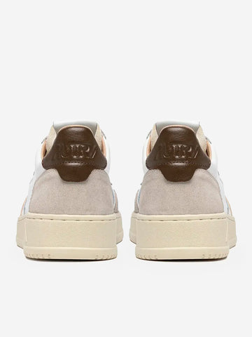 AUTRY M Medalist Low in suede e pelle bianca con marrone Bianco