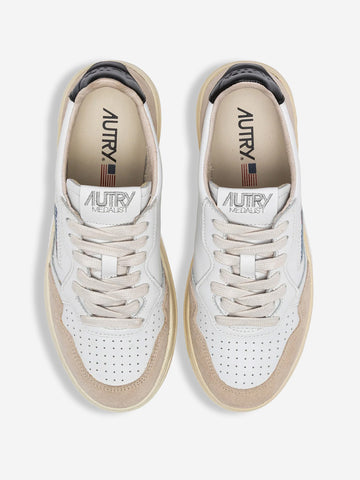 AUTRY M Medalist Low bianche, nere e suede beige Bianco